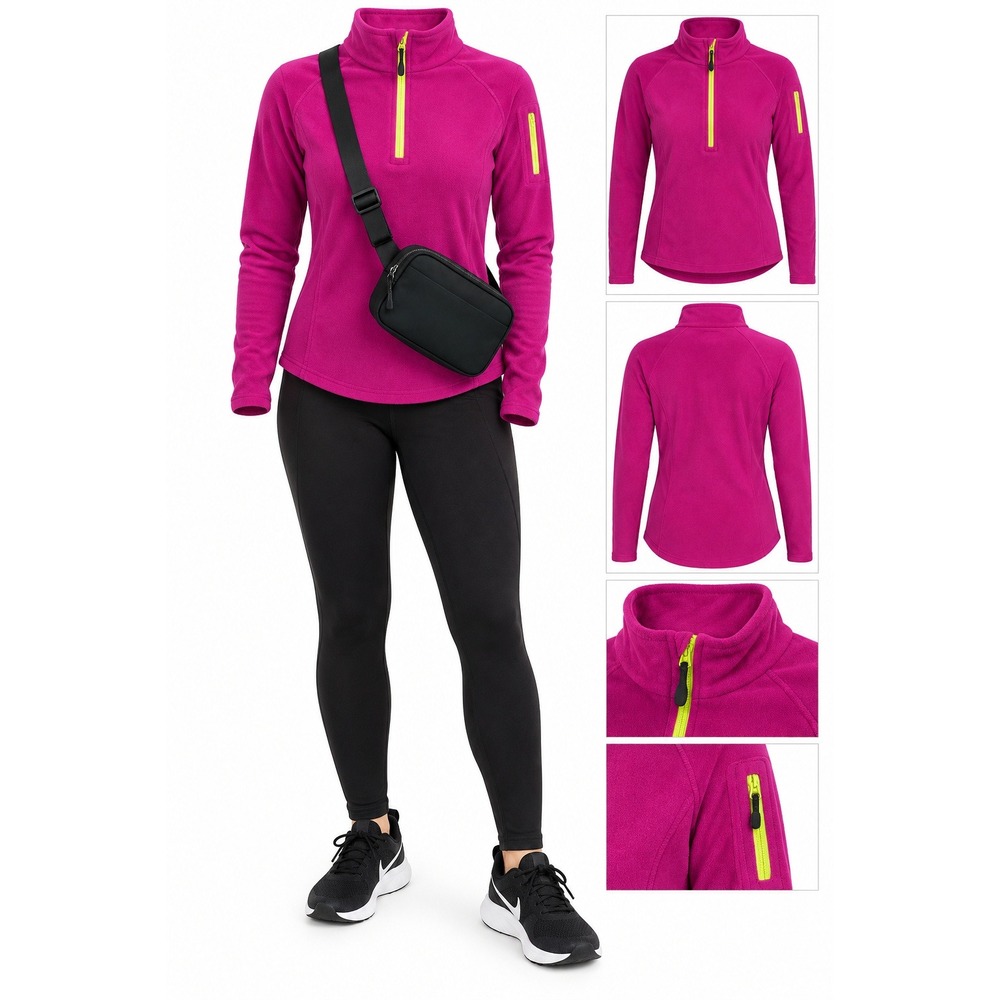 BCG Womens Quarter Zip Fleece Pullover Polyester Sporty Outdoor XL